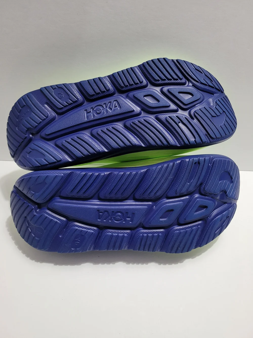 Hoka Ora Recovery Lime Green Slide Sandals with Dark Sole